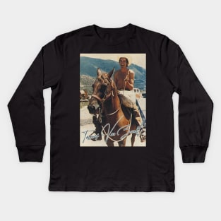Townes Van Zandt - Retro On Horse Fan Art Kids Long Sleeve T-Shirt